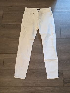 Coach White Denim Jeans with Black and Gold Logo Tag